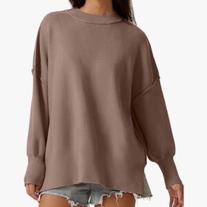 QINSEN women’s Mock Neck Long Sleeve slouchy Pullover Tunic sweater size MEDIUM